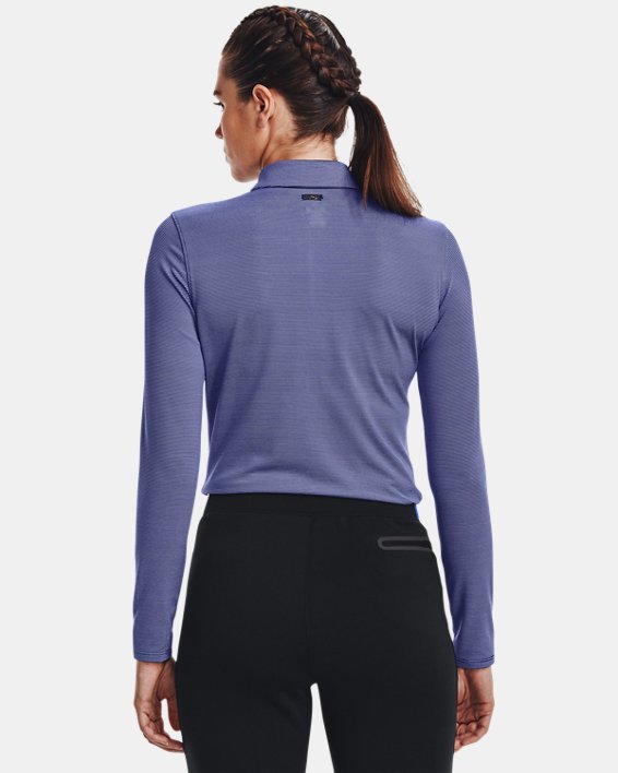 Women's UA Zinger MicroStripe Long Sleeve Polo in Blue image number 1